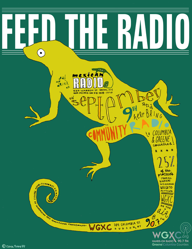 Feed the Radio Poster for WGXC fundraiser at Mexican Radio.