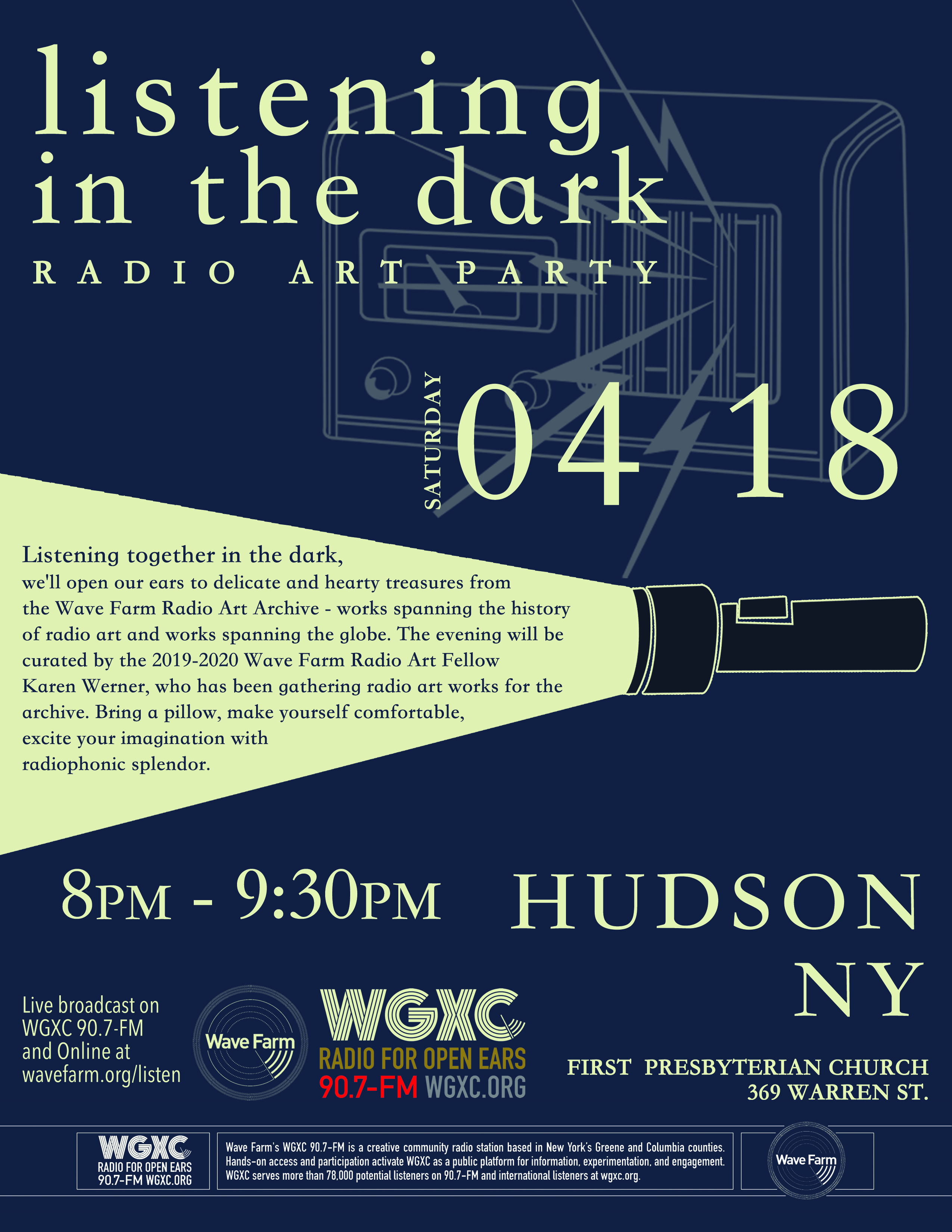 Listening In the Dark Radio Art Party Poster