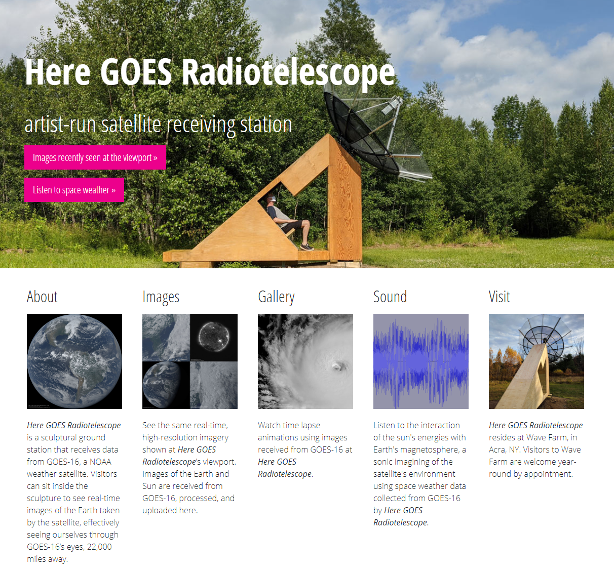 Here GOES Radiotelescope Website Screenshot
