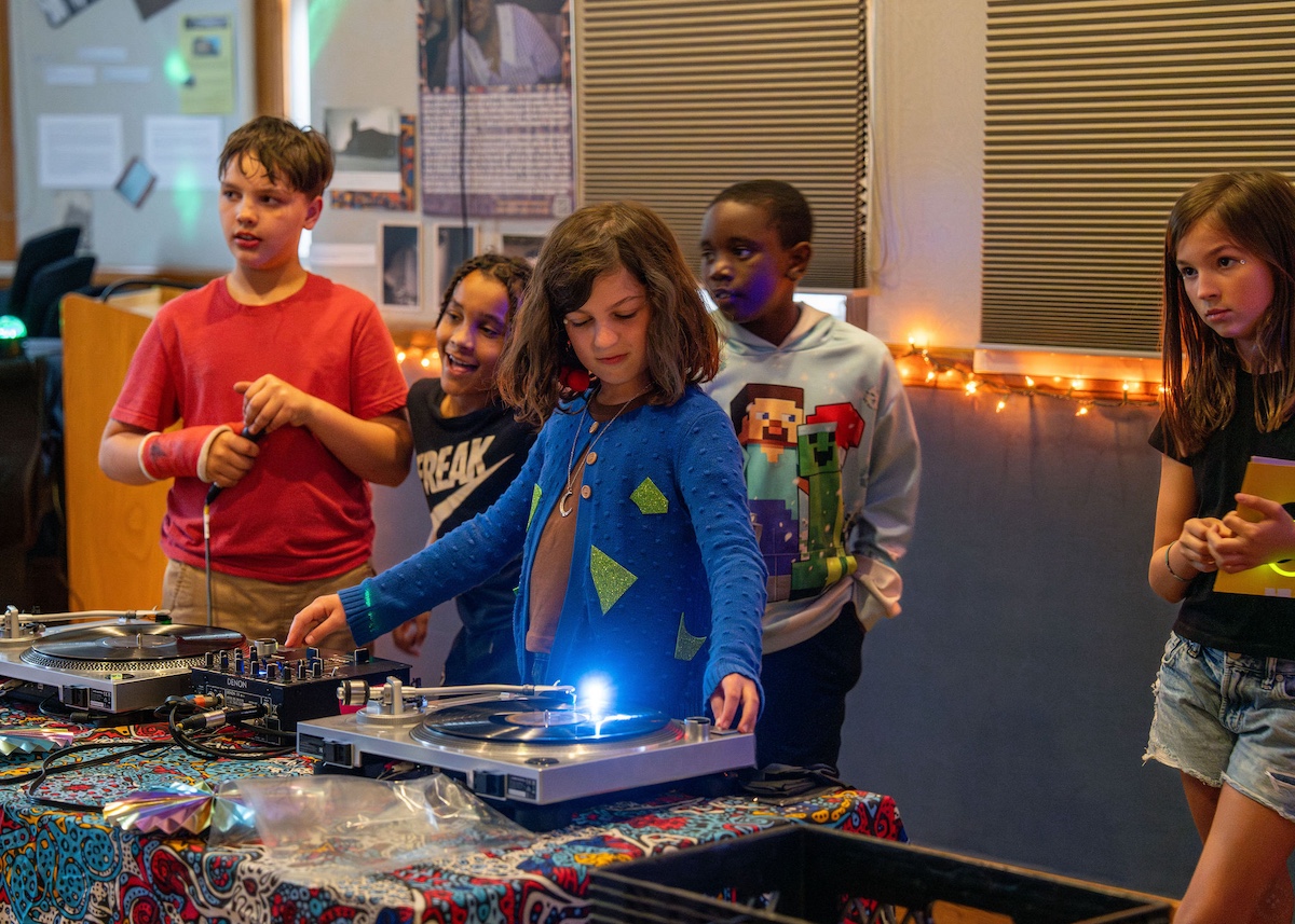 Youth participants at Hey DJ! workshop at Hudson Area Library