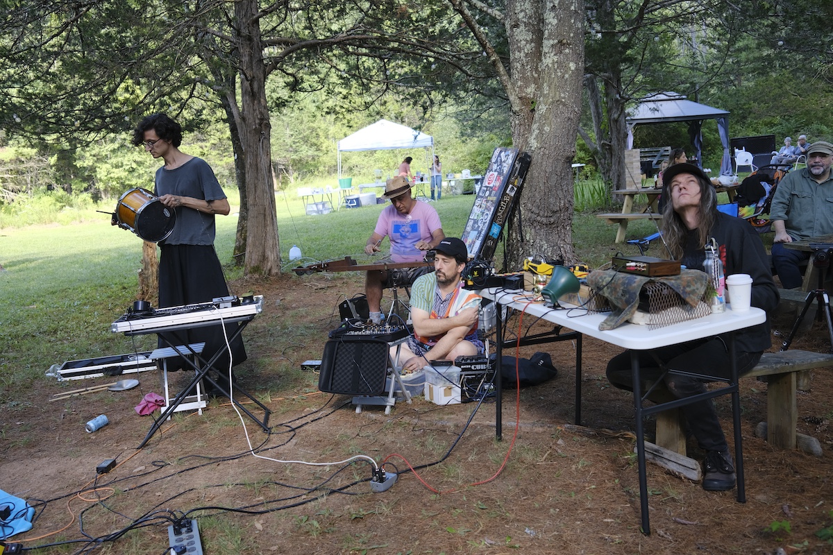 Kenji Garland, Bradford Reed, Andy Stuhl, and Winslow performing at Wave Farm on August 2, 2025